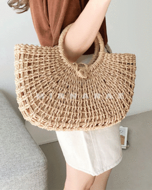 시원한 여름 가방 밀짚 라탄백 왕골가방 휴양지 토트백 바구니 귀여운 피크닉가방